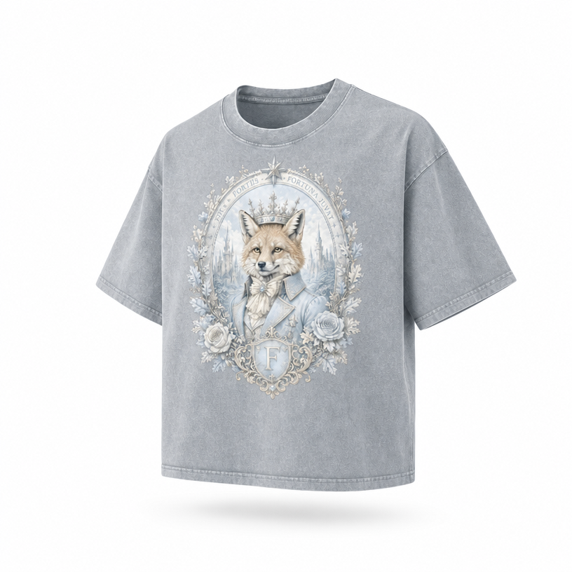 Light Gray Mineral-Wash Boxy Cotton Tee — Snow-Washed Retro Fit