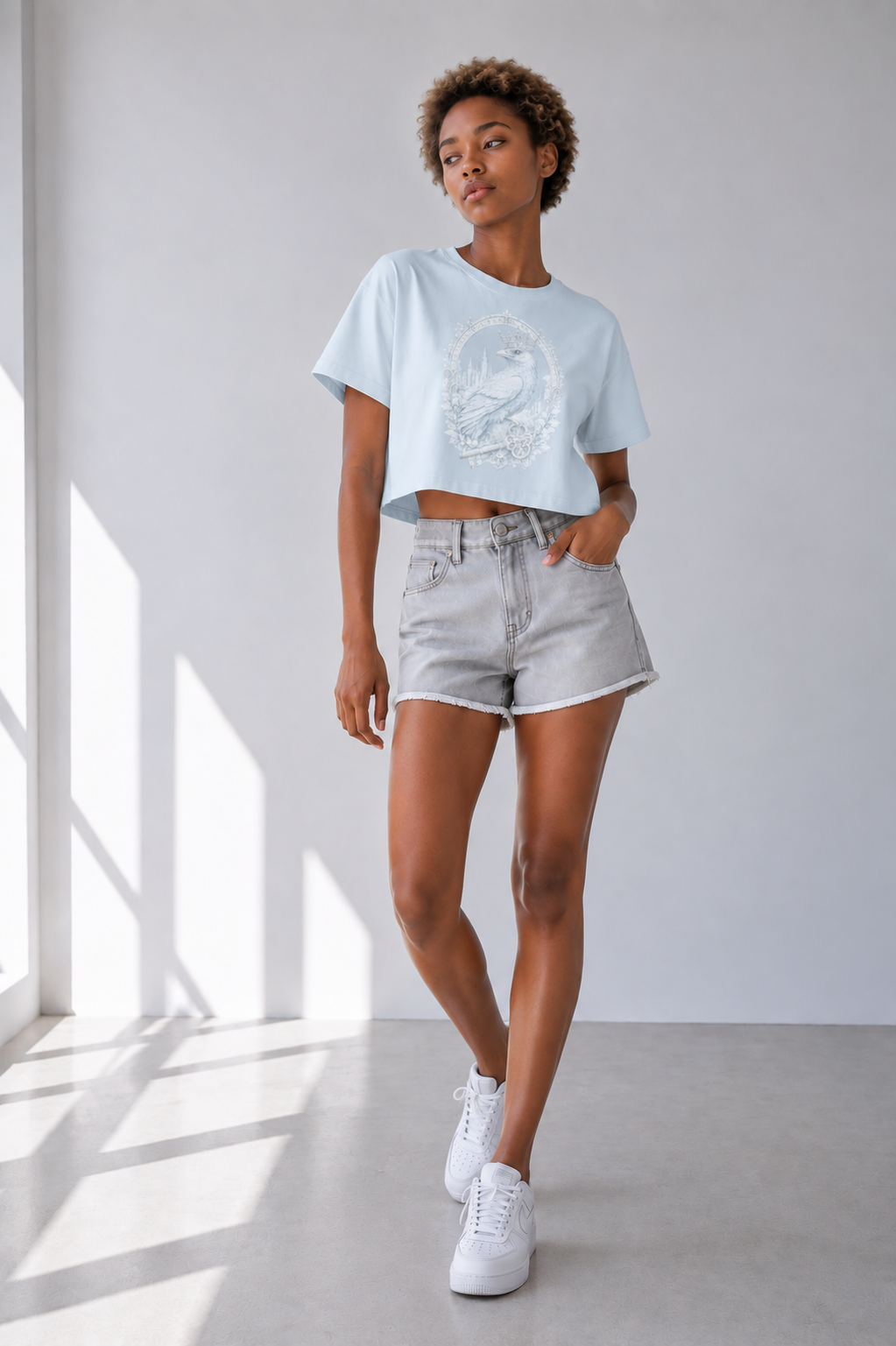 Mineral Wash Cotton Crop T-Shirt — Retro Streetwear for Off-Duty Days