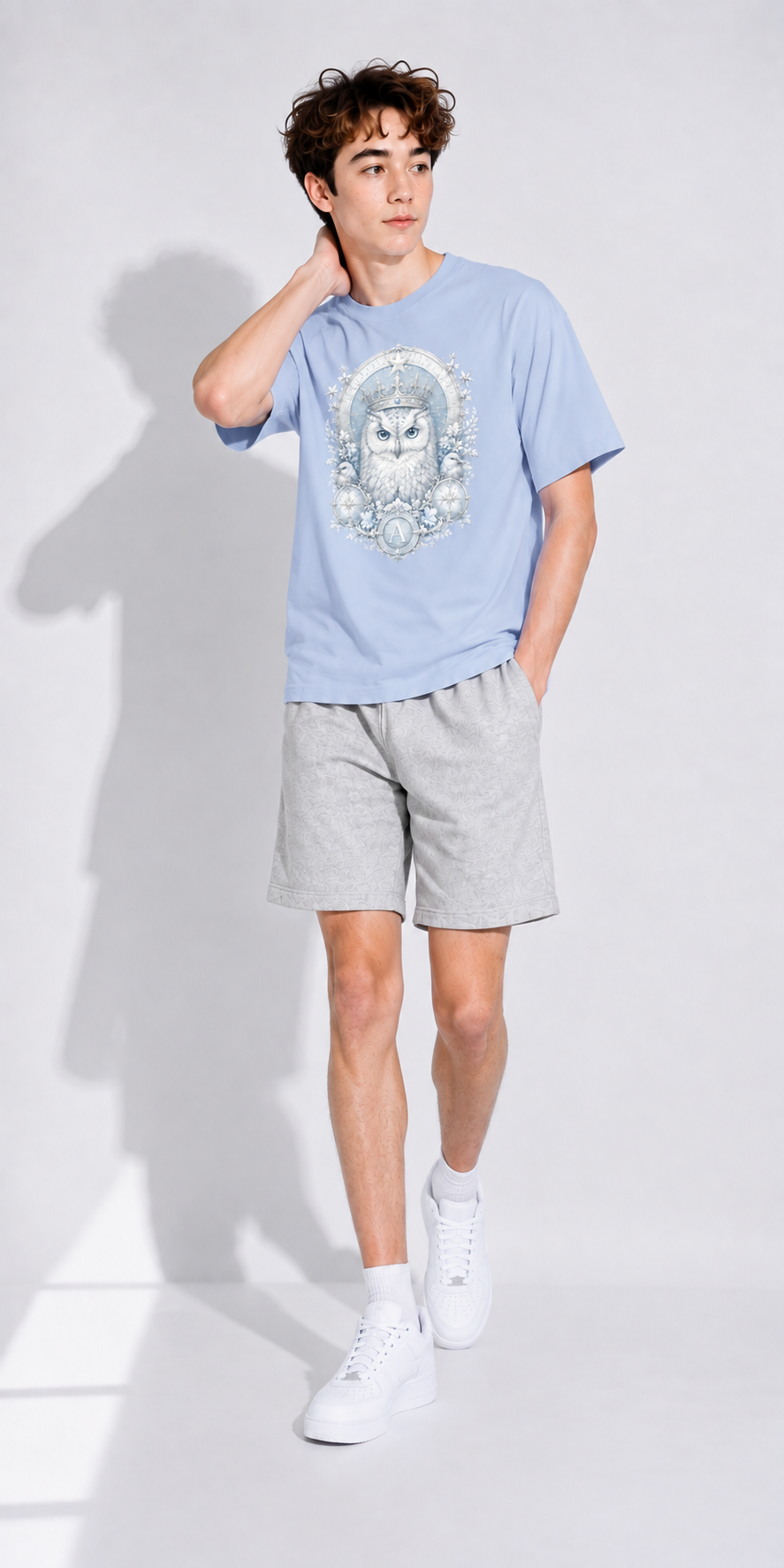Sky Blue Loose-Fit Cotton T-Shirt — Retro Everyday Streetwear