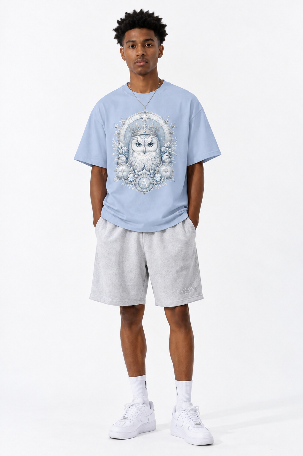Sky Blue Loose-Fit Cotton T-Shirt — Retro Everyday Streetwear