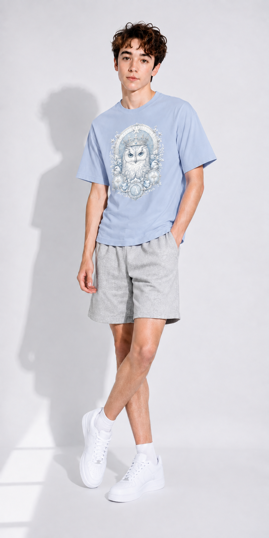 Sky Blue Loose-Fit Cotton T-Shirt — Retro Everyday Streetwear