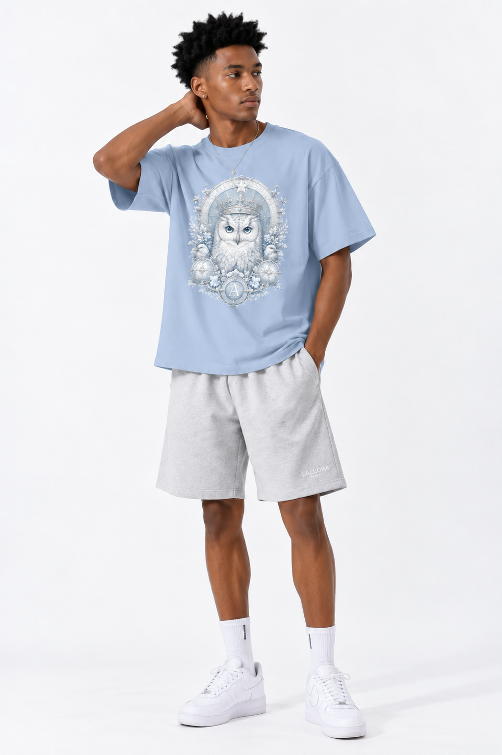 Sky Blue Loose-Fit Cotton T-Shirt — Retro Everyday Streetwear