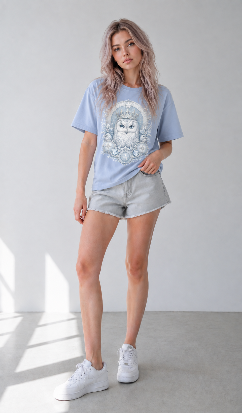 Sky Blue Loose-Fit Cotton T-Shirt — Retro Everyday Streetwear