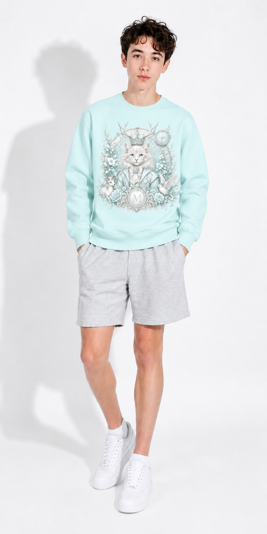Water Blue Heavyweight Crewneck Sweatshirt — Retro Streetwear Layer