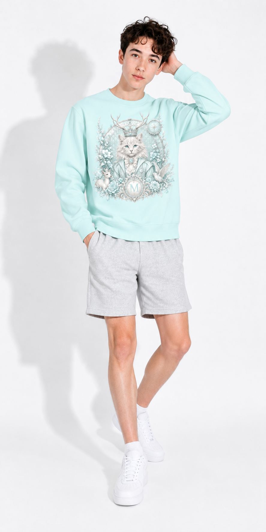 Water Blue Heavyweight Crewneck Sweatshirt — Retro Streetwear Layer