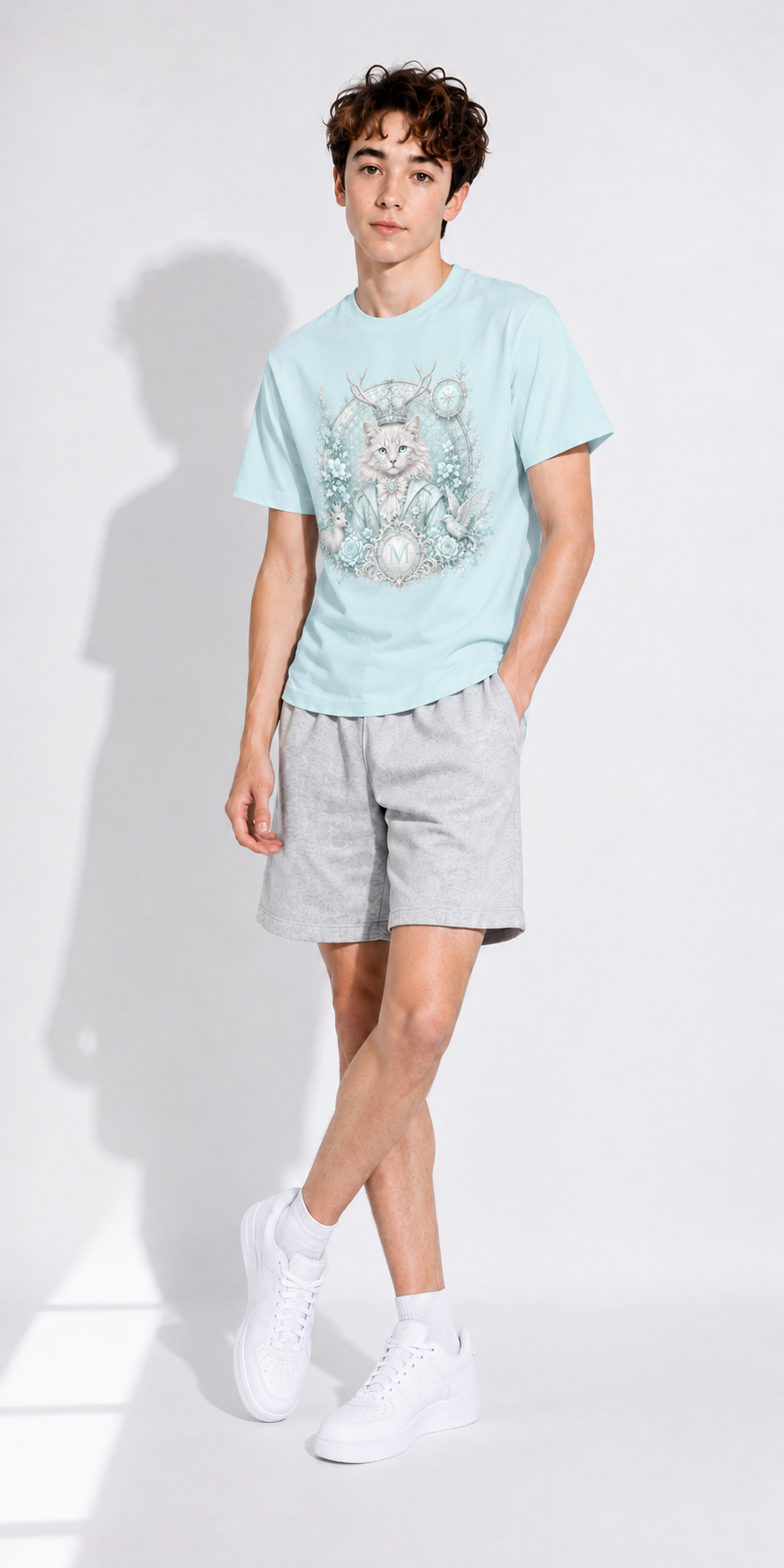 Sky Blue Oversized Cotton T-Shirt — Retro Off-Duty Streetwear