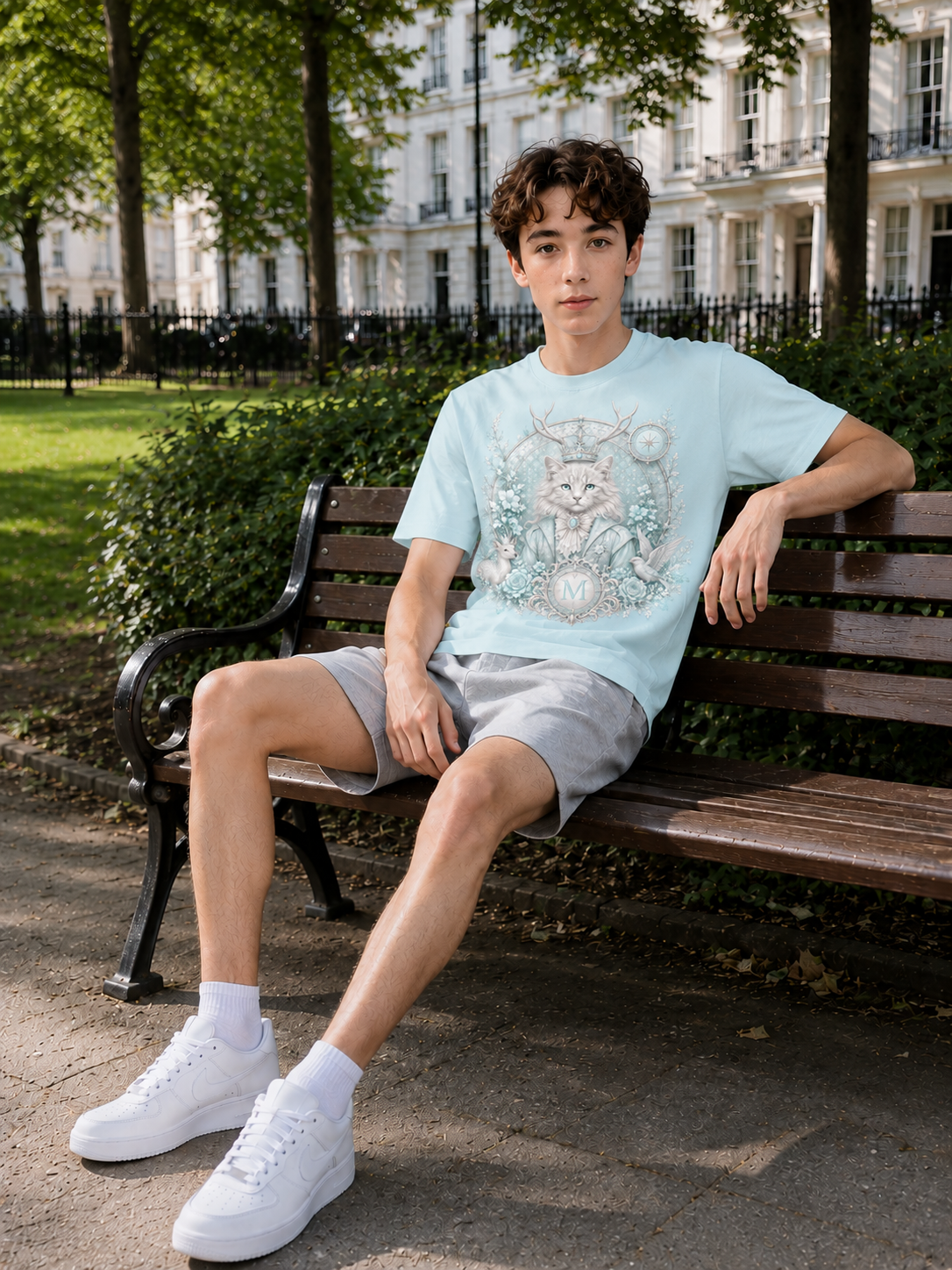 Sky Blue Oversized Cotton T-Shirt — Retro Off-Duty Streetwear