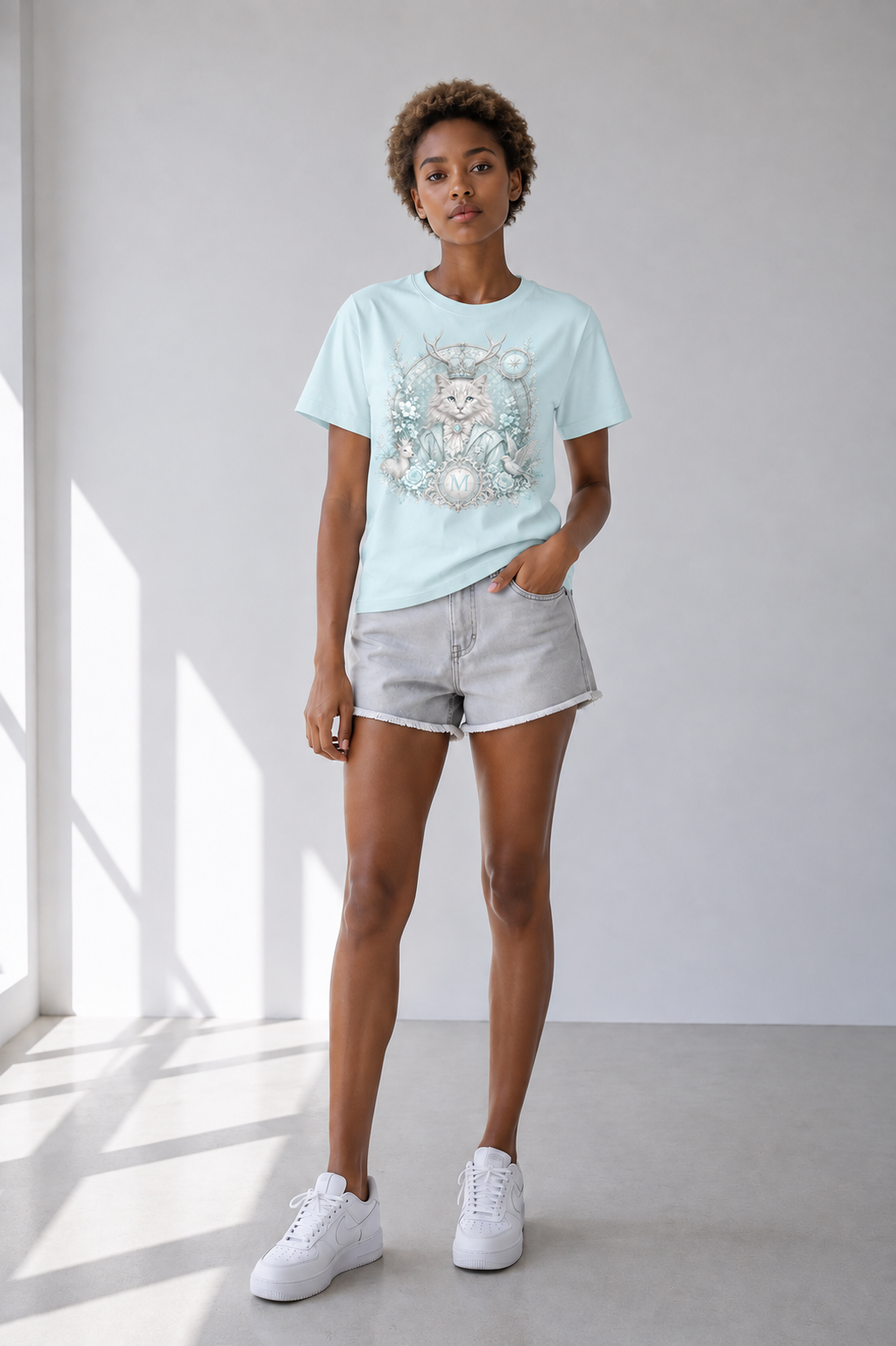 Sky Blue Oversized Cotton T-Shirt — Retro Off-Duty Streetwear