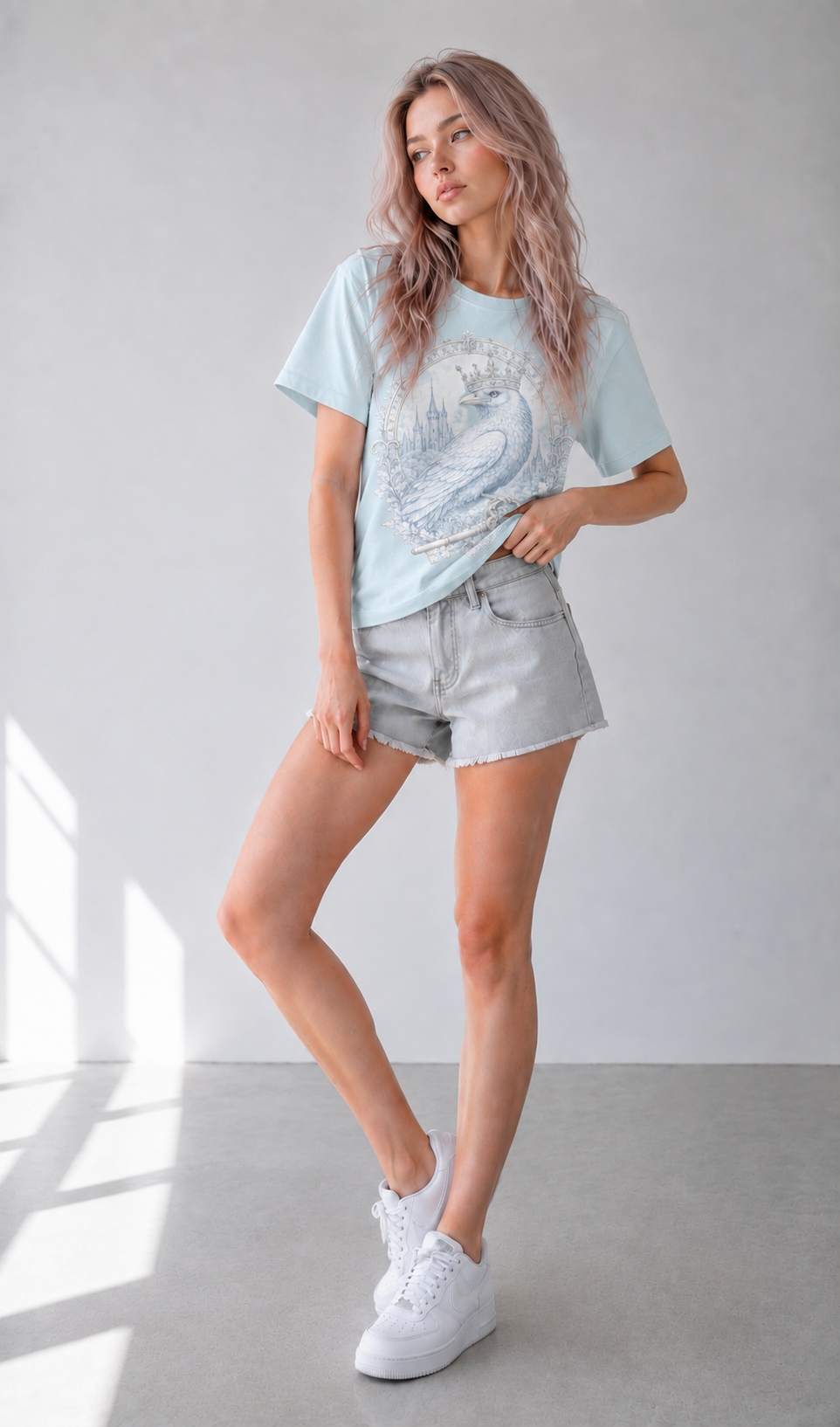 Sky Blue Heavyweight Cotton Tee — Relaxed Retro Streetwear