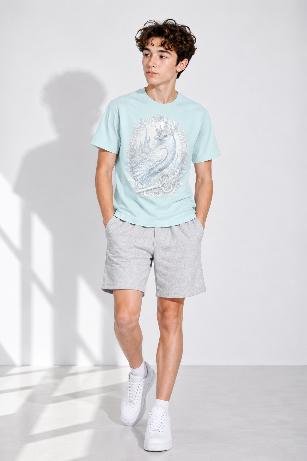Sky Blue Heavyweight Cotton Tee — Relaxed Retro Streetwear