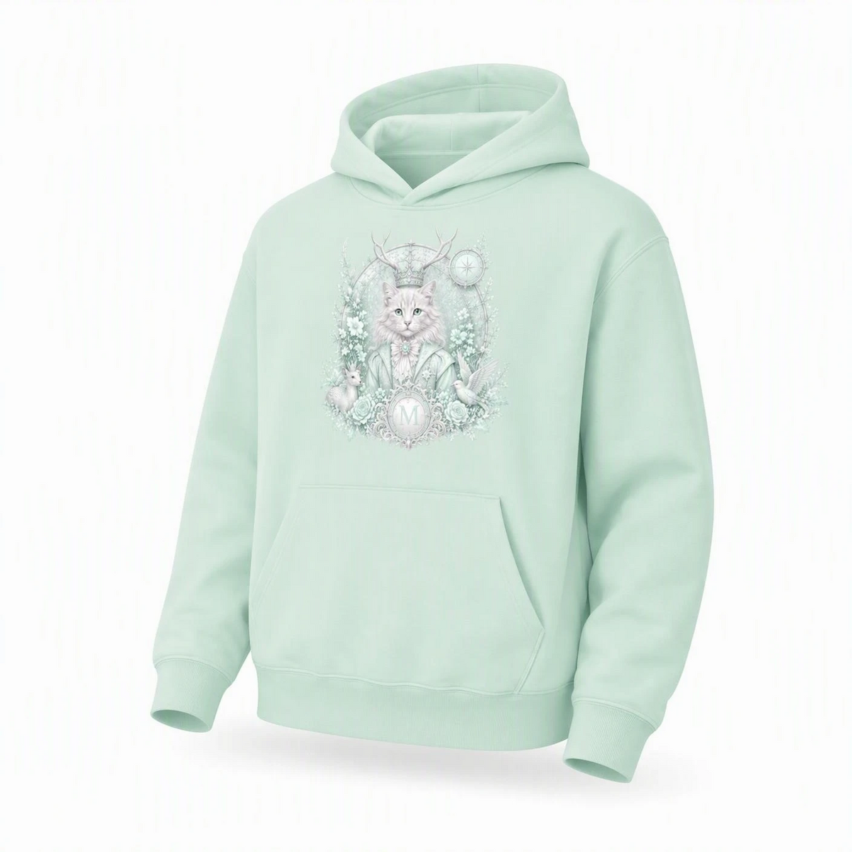 Sweat à capuche épais bleu eau — Streetwear rétro oversize
