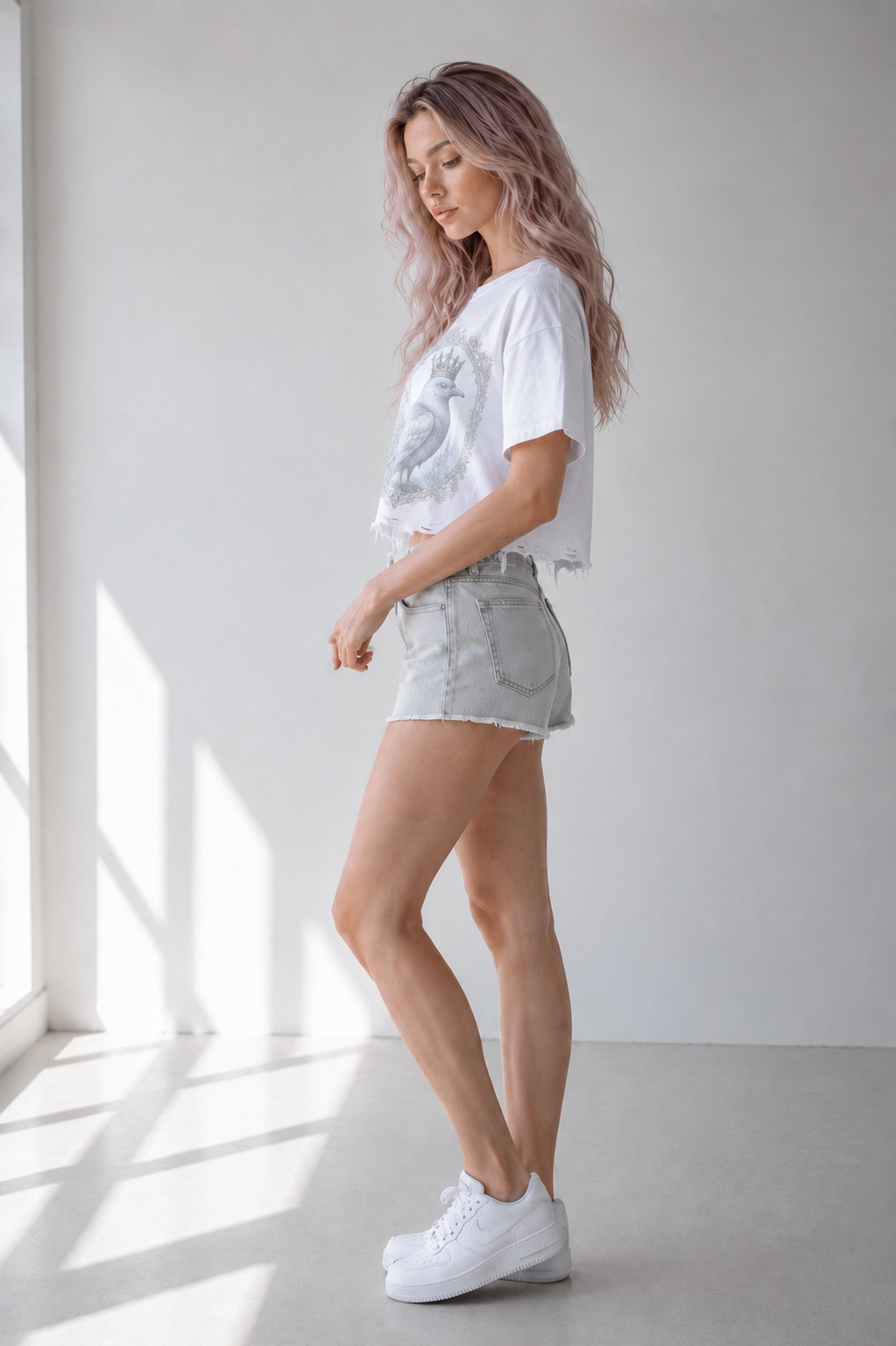 T-shirt délavé vintage à ourlet effiloché — Coupe carrée streetwear rétro pour la salle de sport et le week-end