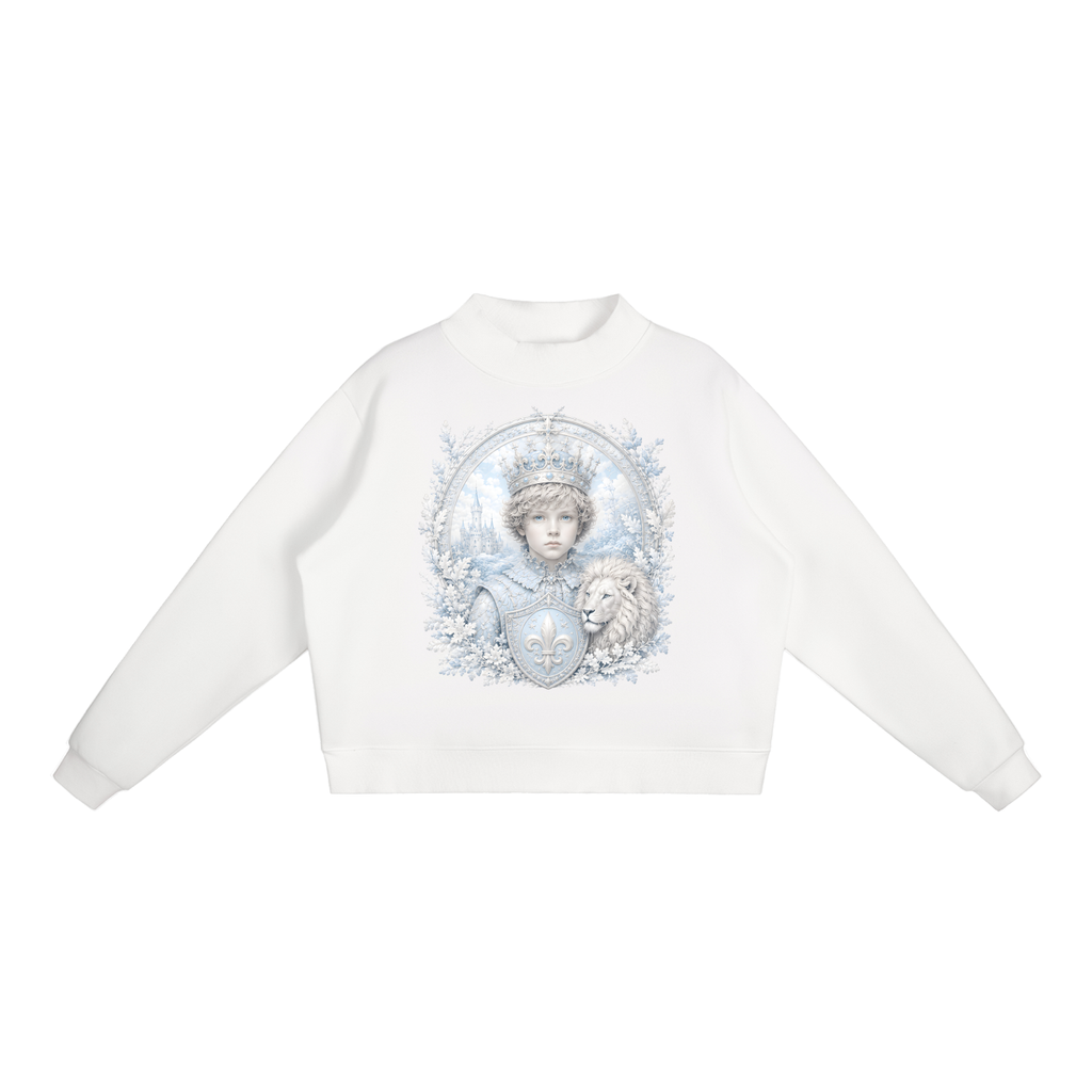 Cropped Fleece Mock-Neck Sweatshirt — Retro Streetwear for Gym & Weekend
