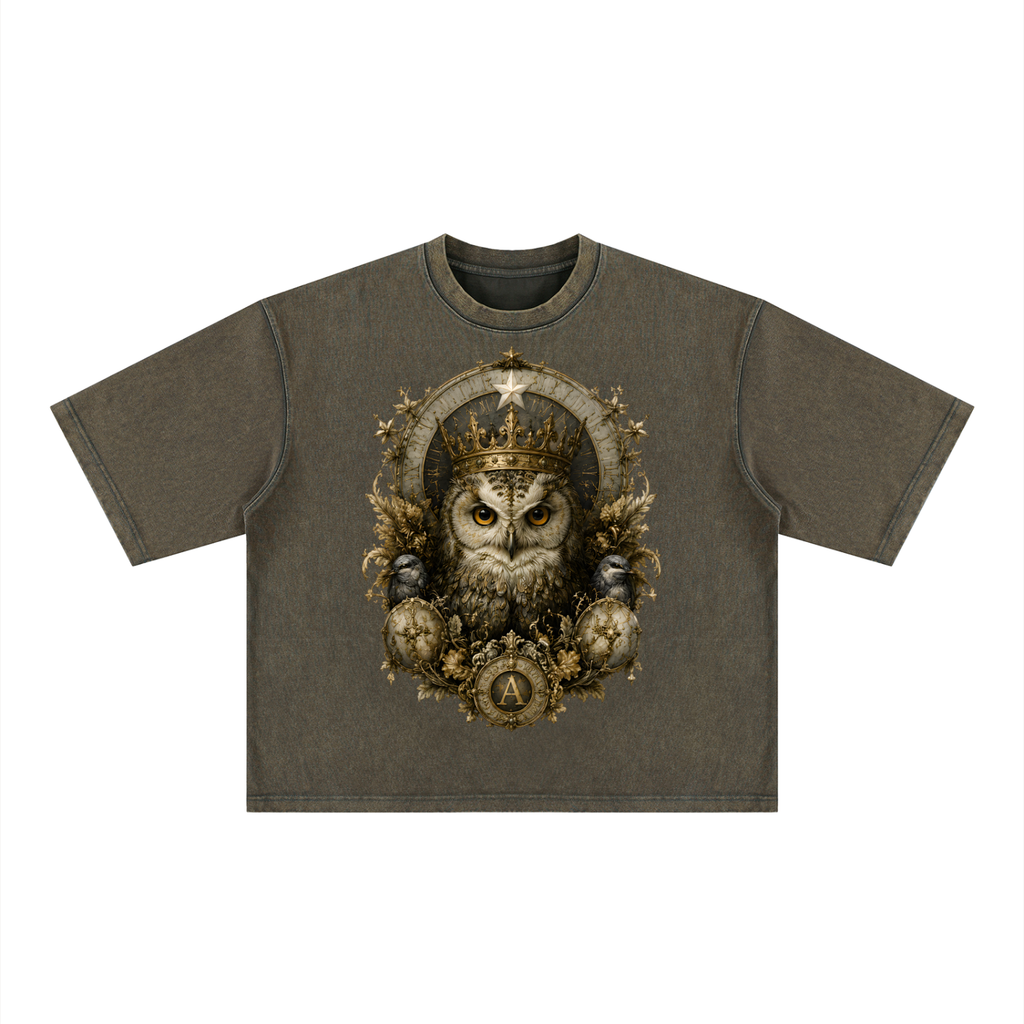 Brown Snow-Wash Boxy T-Shirt — Retro Streetwear for Everyday
