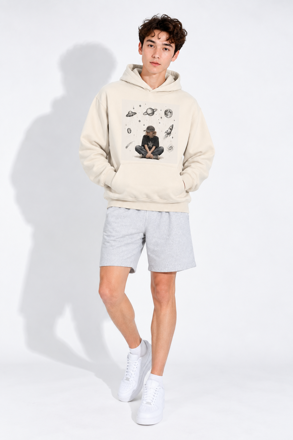 Cream Apricot Boxy Hoodie — Retro Sport, Modern Silhouette