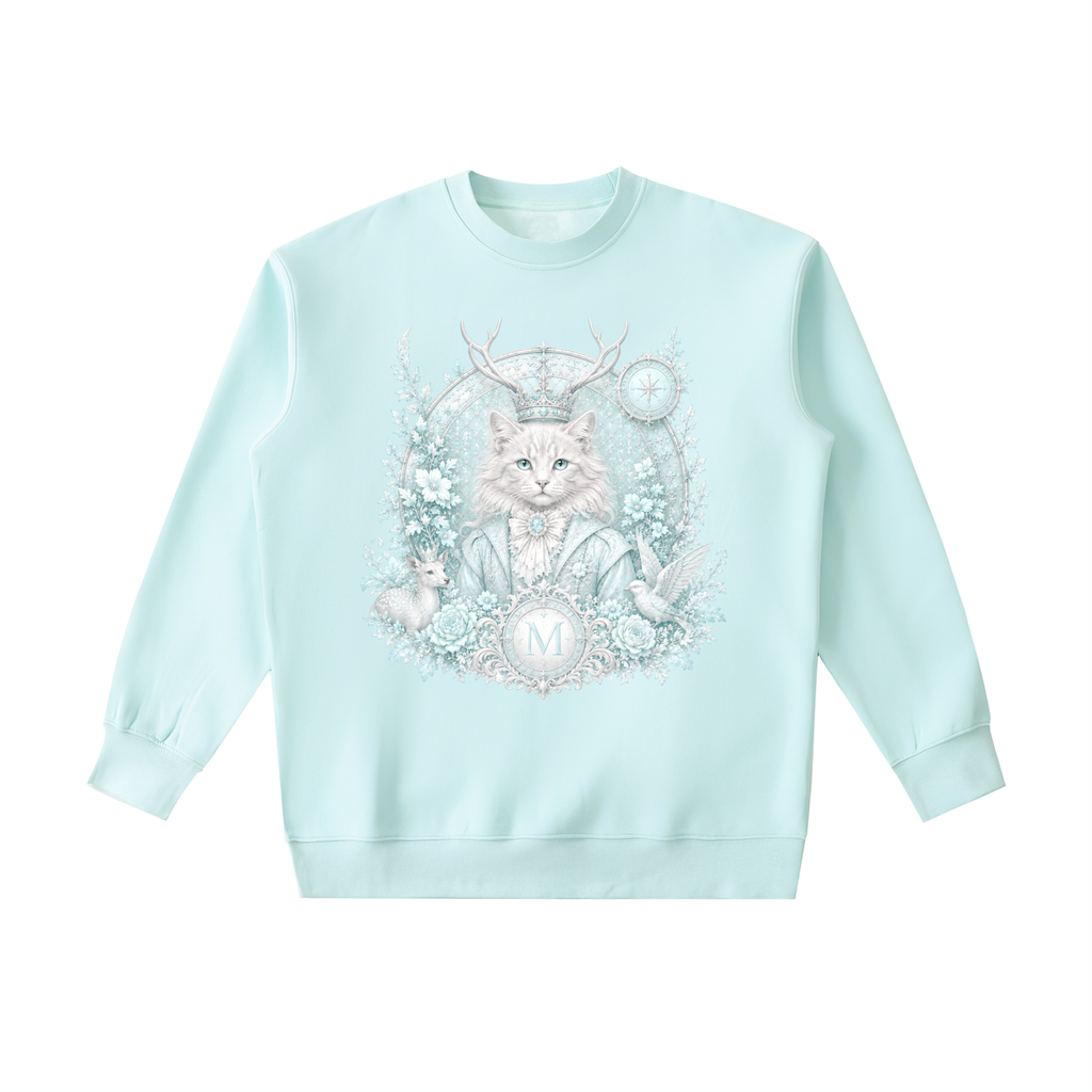 Water Blue Heavyweight Crewneck Sweatshirt — Retro Streetwear Layer