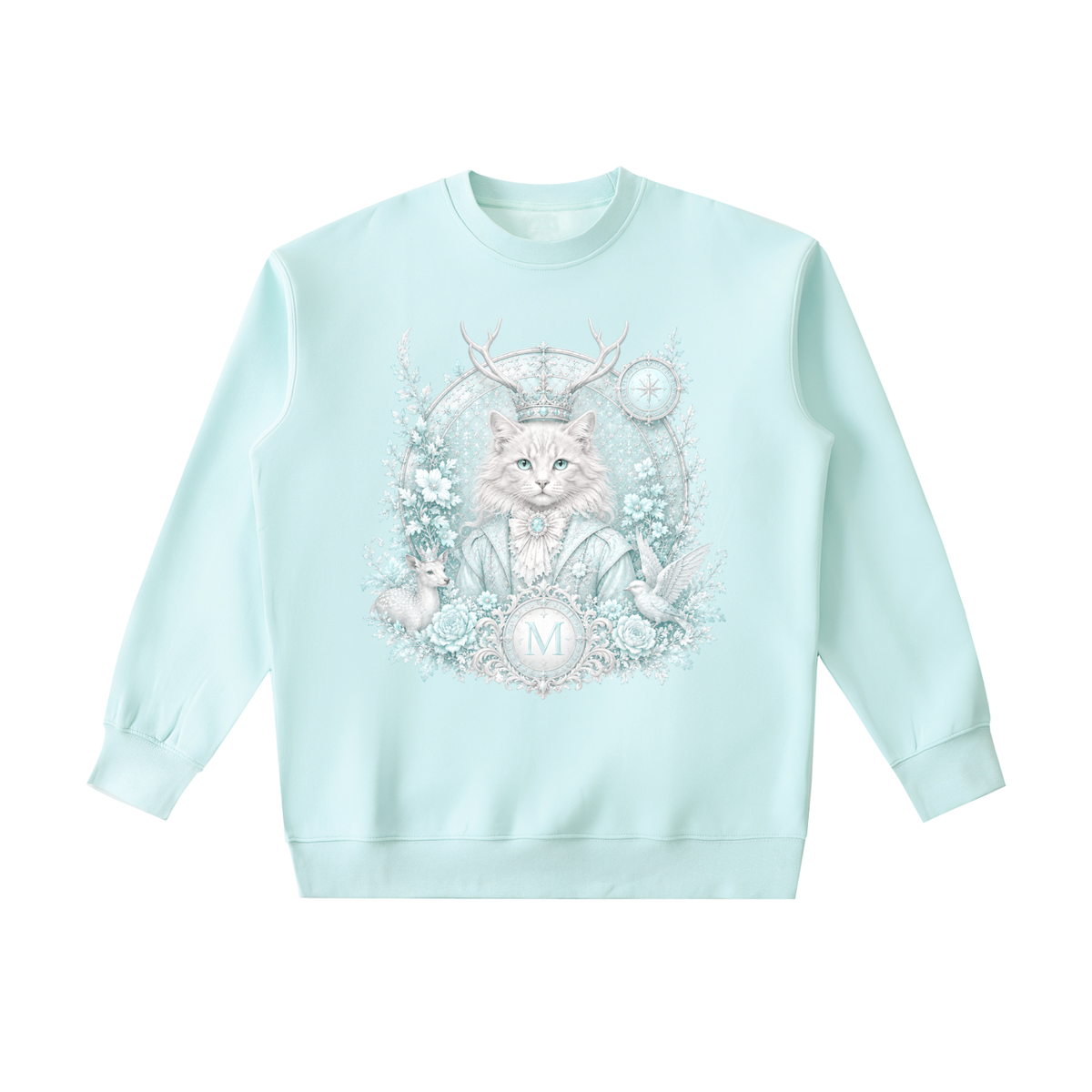Water Blue Heavyweight Crewneck Sweatshirt — Retro Streetwear Layer