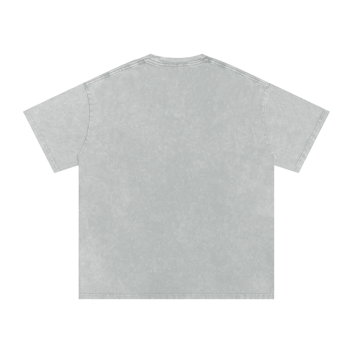 Light Gray Snow-Wash Cotton Tee — Oversized Drop-Shoulder Streetwear