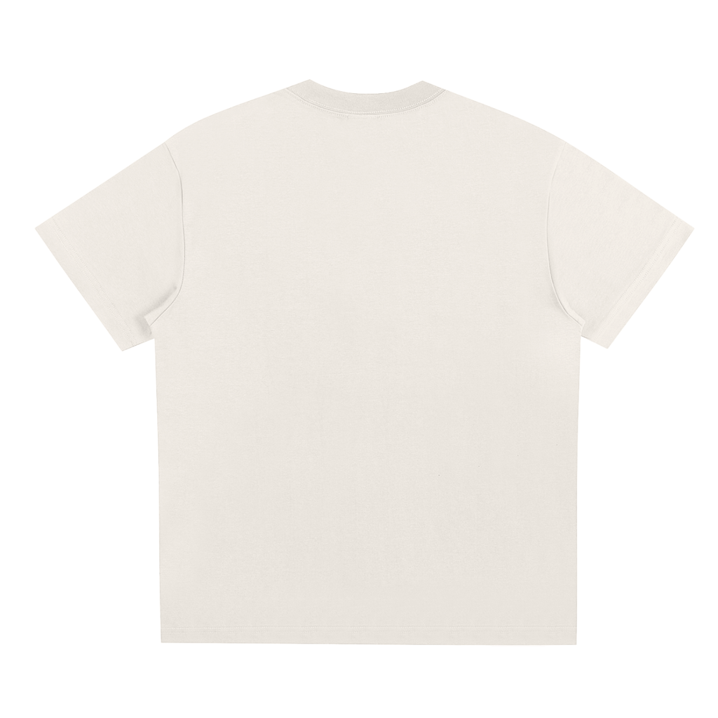T-shirt en coton mélangé Sorona — Coupe unisexe abricot à épaules tombantes