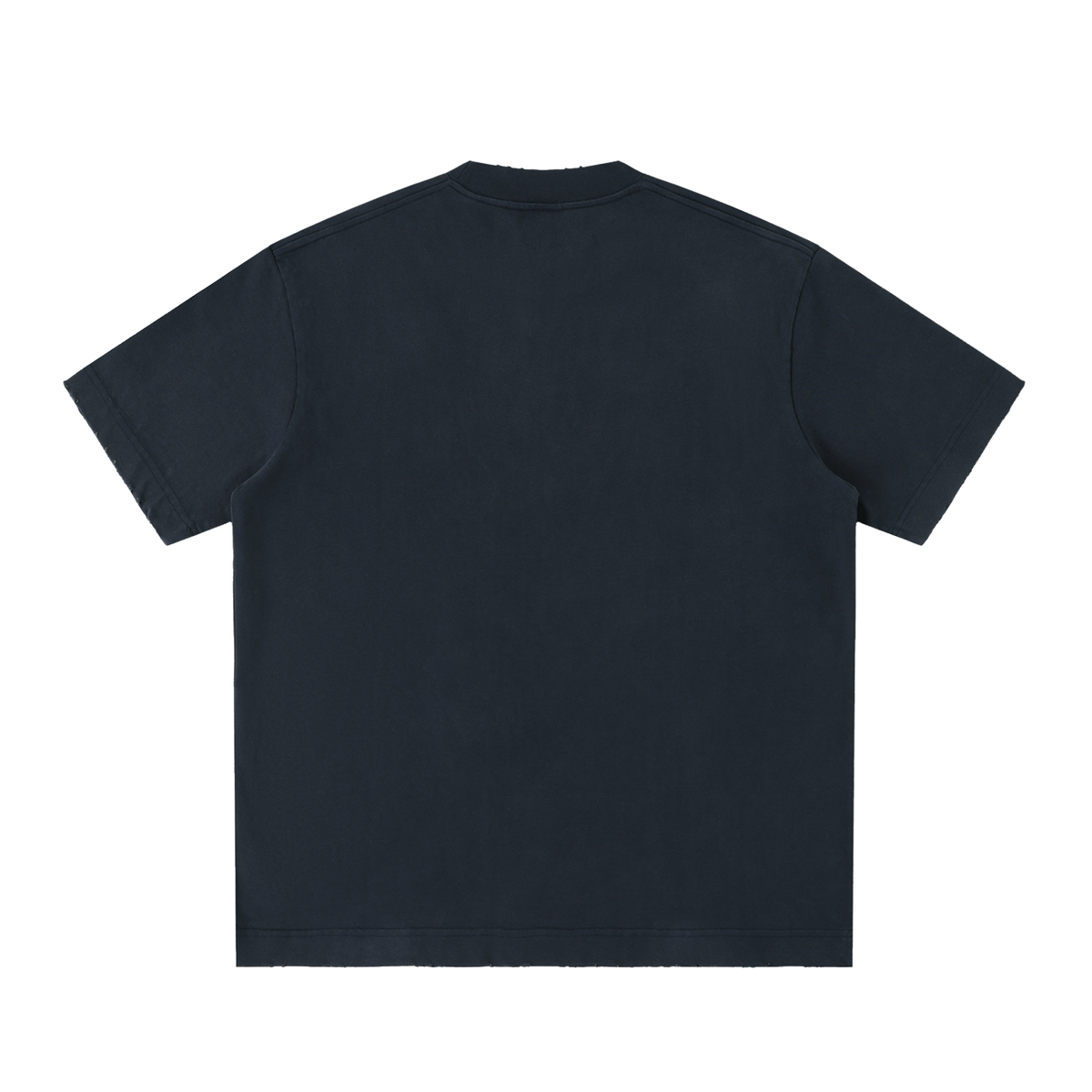 Navy Heavyweight Frayed T-Shirt — Vintage-Wash Streetwear