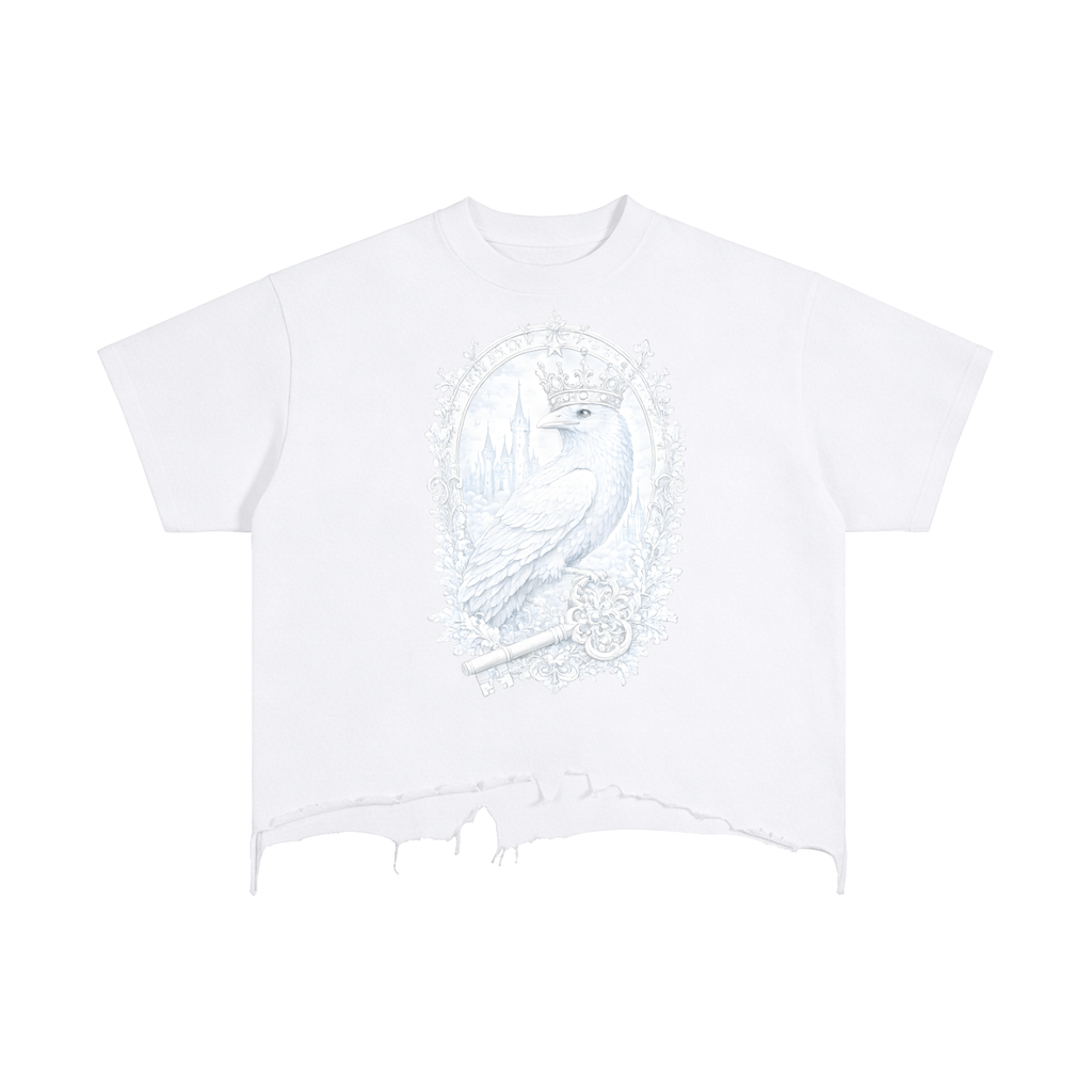 T-shirt délavé vintage à ourlet effiloché — Coupe carrée streetwear rétro pour la salle de sport et le week-end