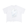 T-shirt délavé vintage à ourlet effiloché — Coupe carrée streetwear rétro pour la salle de sport et le week-end