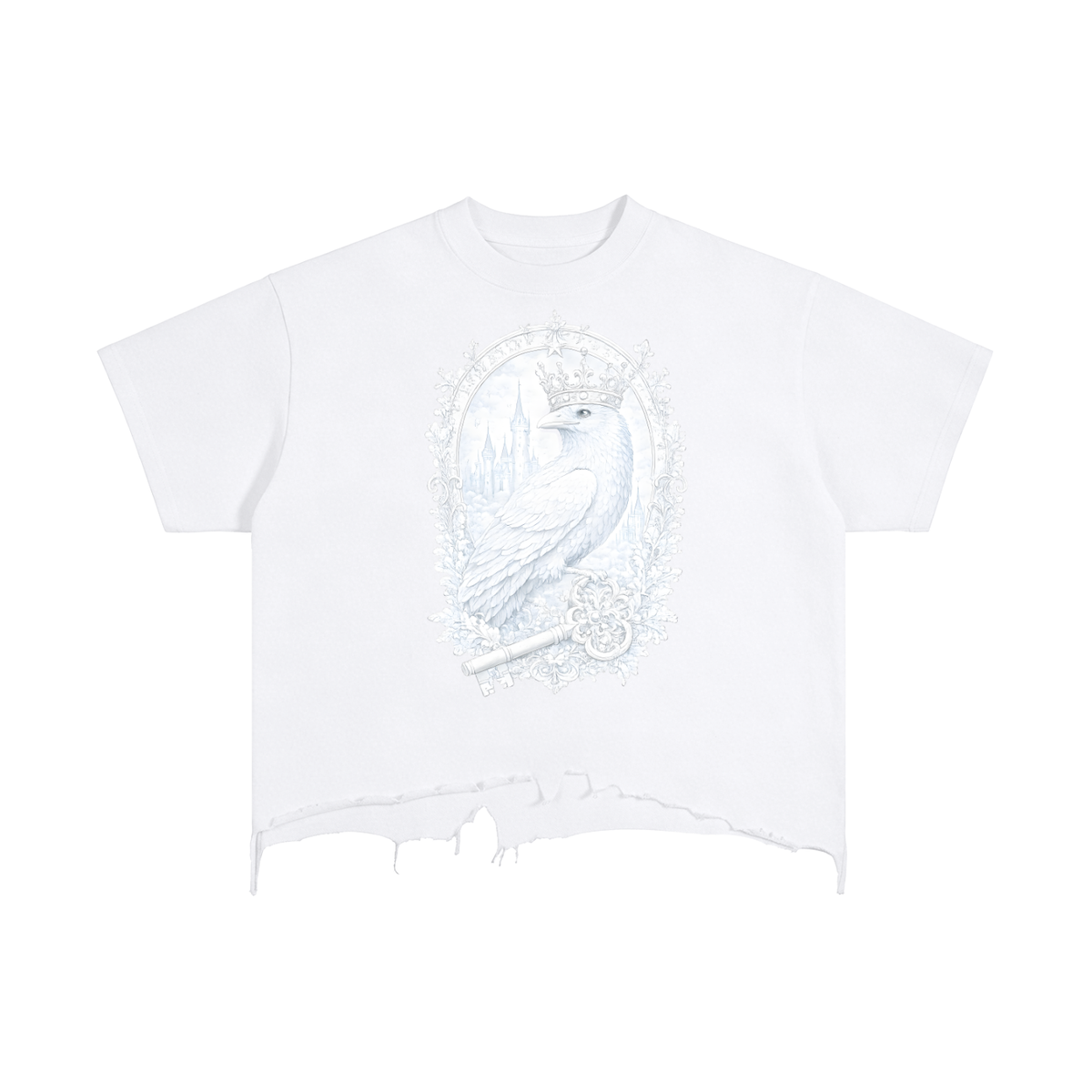 T-shirt délavé vintage à ourlet effiloché — Coupe carrée streetwear rétro pour la salle de sport et le week-end